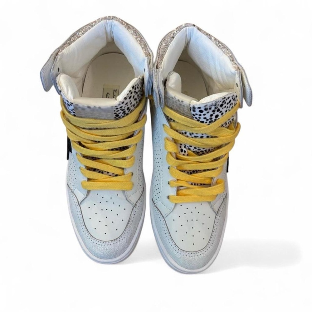 Vintage Havana Thalia High Top Sneakers White Black Star Yellow Laces Size 6.5 - Picture 4 of 8